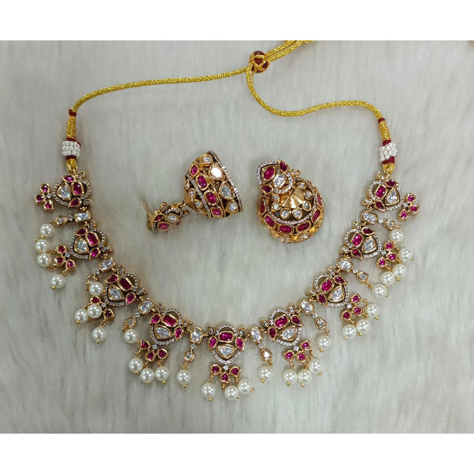 Kundan Choker Necklace in Copper Gold Plated | Bridal Jewellery India