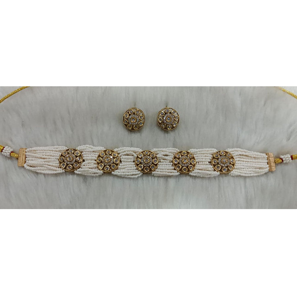 Kundan Choker Necklace in Copper with Gold Plated Plating | Bridal Jewellery India