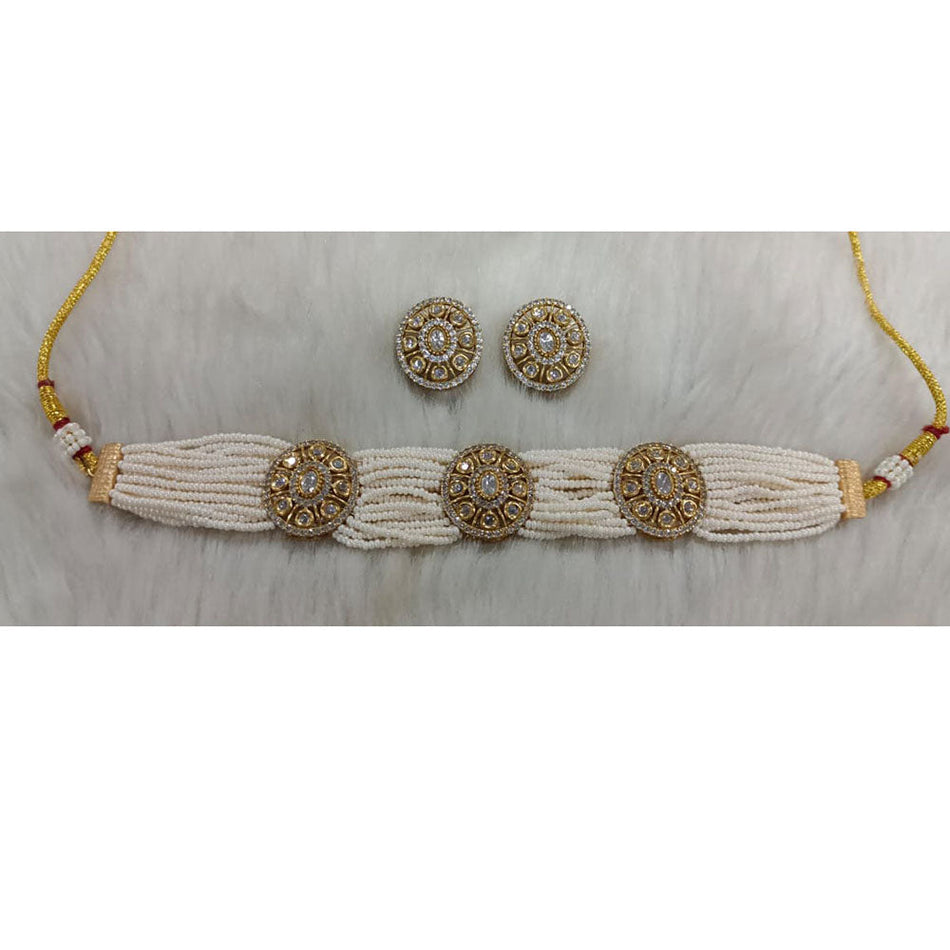 Kundan Choker Necklace in Copper with Gold Plated Plating for | Bridal Jewellery India