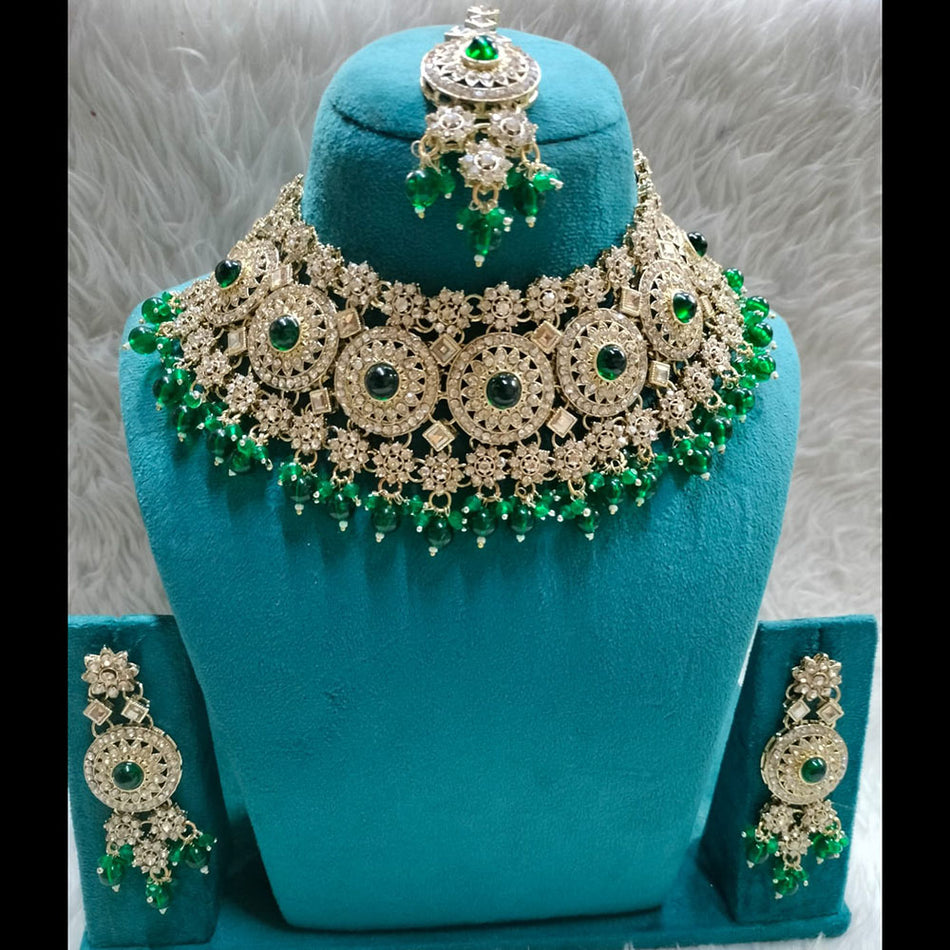Crystal Pearl Choker in Gold Plated | Bridal Jewellery India