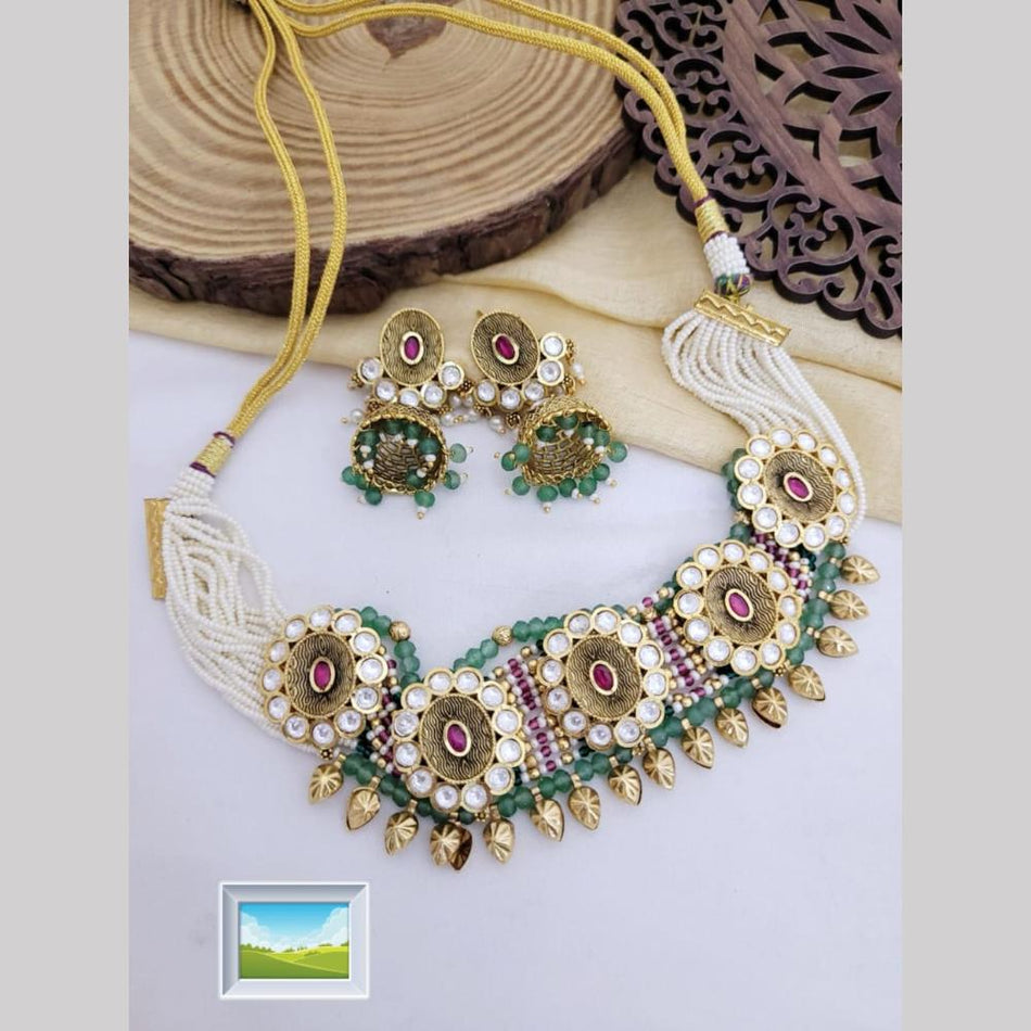 Kundan Choker Necklace in Gold Plated for Bridal Wear | Bridal Jewellery India