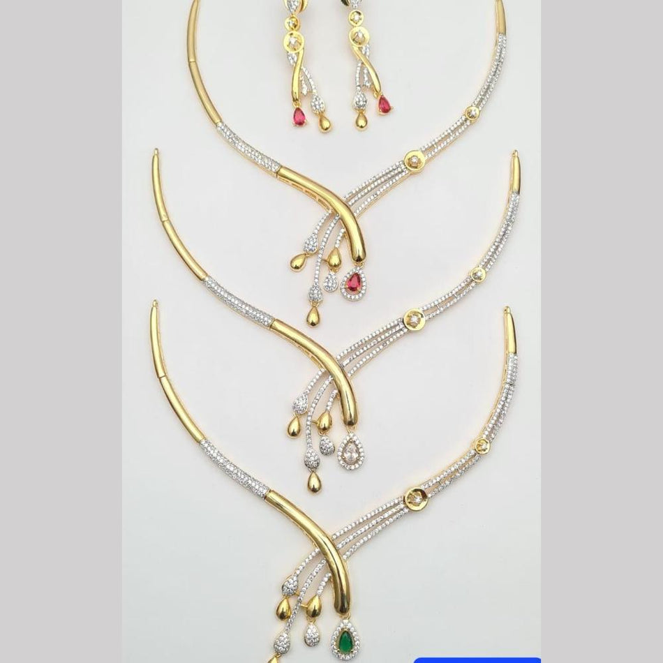 Gold Plated Austrian Stone Necklace Set | Bridal Jewellery India