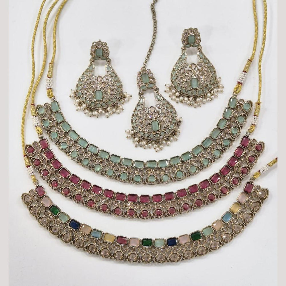 Crystal Pearl Necklace Set in Gold Plated | Bridal Jewellery India