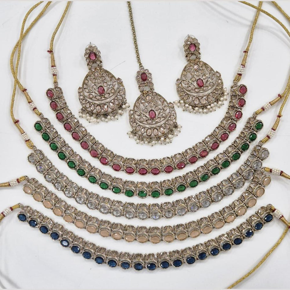 Crystal Pearl Necklace in Gold Plated | Bridal Jewellery India
