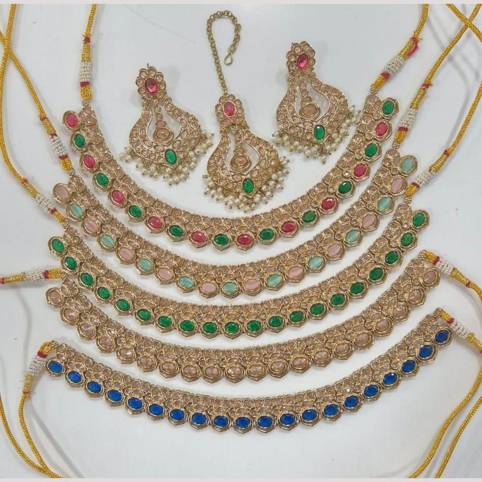 Crystal Pearl Necklace in Gold Plated | Bridal Jewellery India