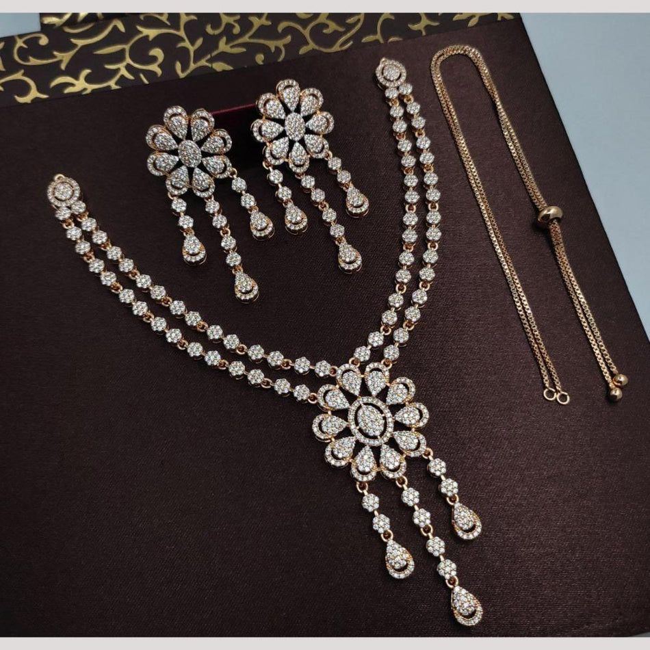 Gold Plated Austrian Stone Necklace Set | Bridal Jewellery India