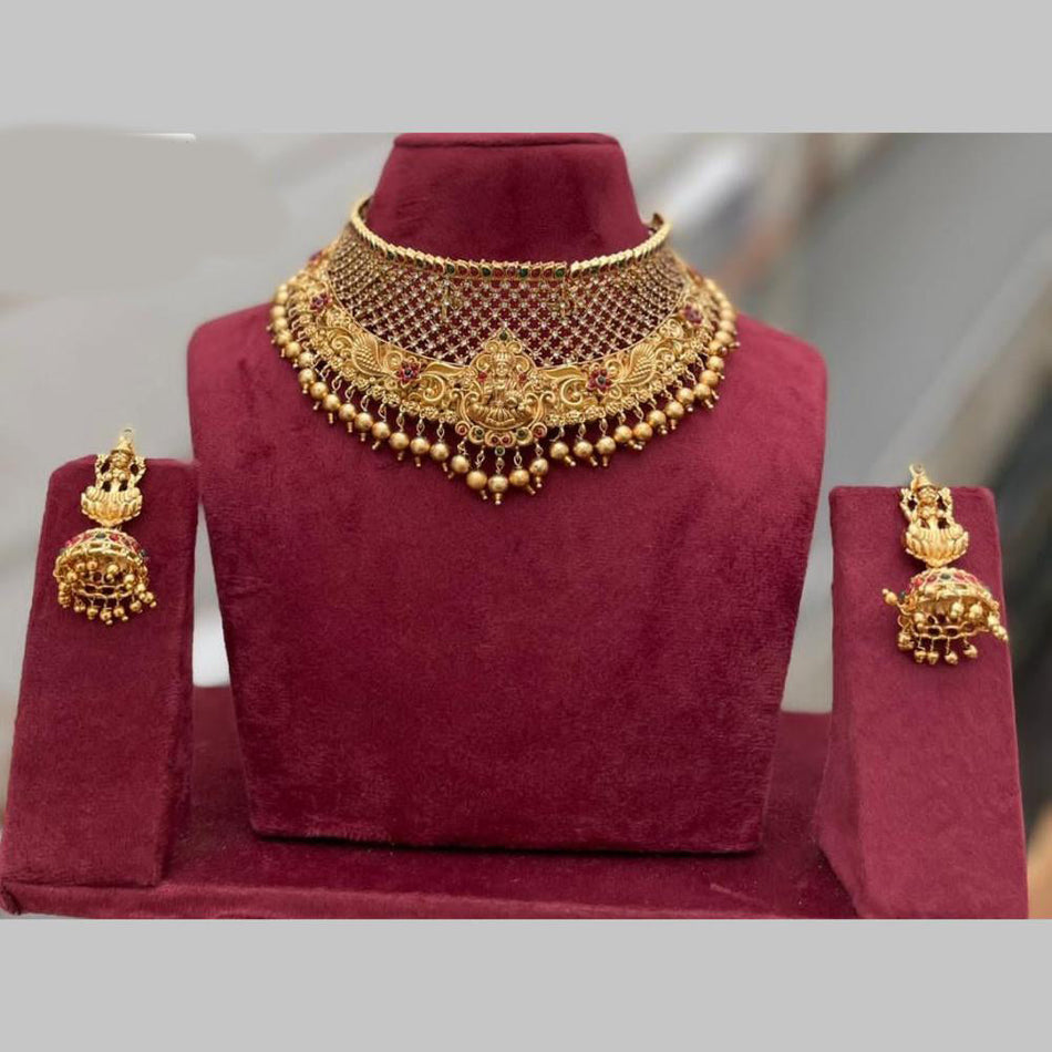 Pota Stone Choker in Gold Plated | Bridal Jewellery India