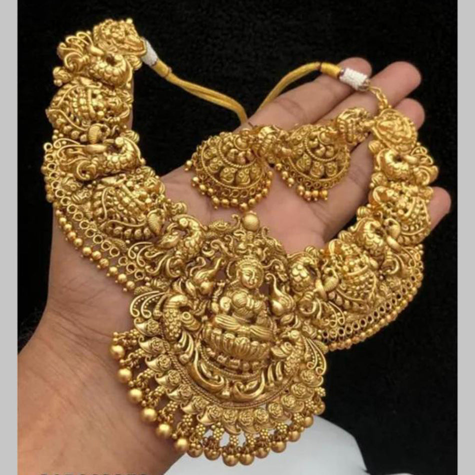 Rose Gold Plated Temple Choker Necklace Set | Bridal Jewellery India
