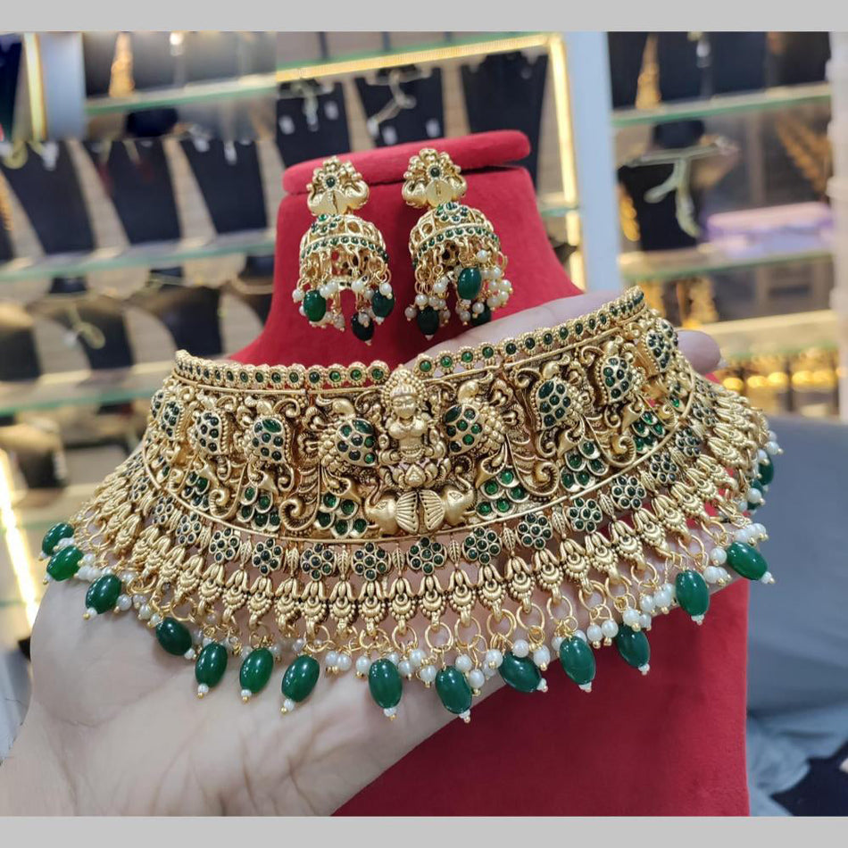Pota Stone Choker Necklace in Gold Plated | Bridal Jewellery India