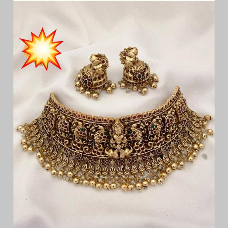 Pota Stone Choker in Gold Plated | Bridal Jewellery India