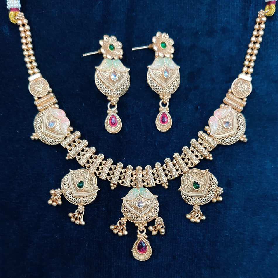 Meenakari Necklace in Gold Tone | Bridal Jewellery India