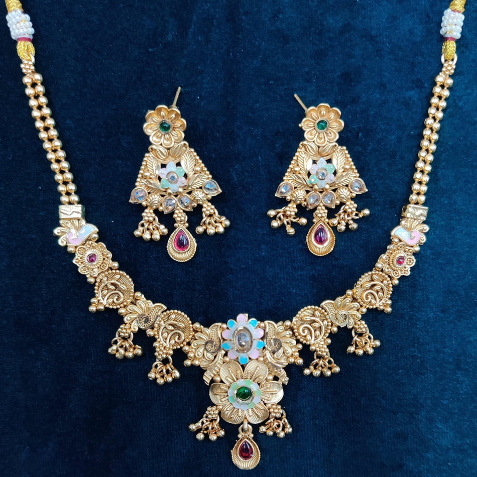 Meenakari Necklace in Gold Tone | Bridal Jewellery India