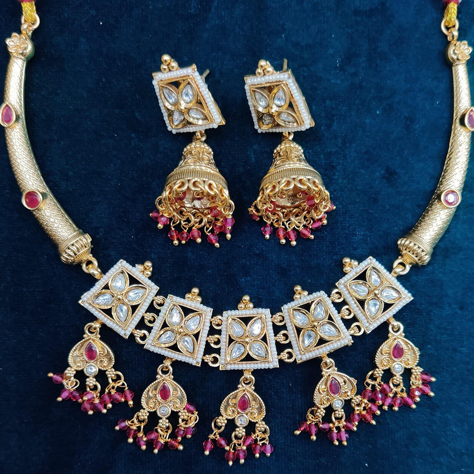 Kundan Choker Necklace in Gold Plated | Bridal Jewellery India