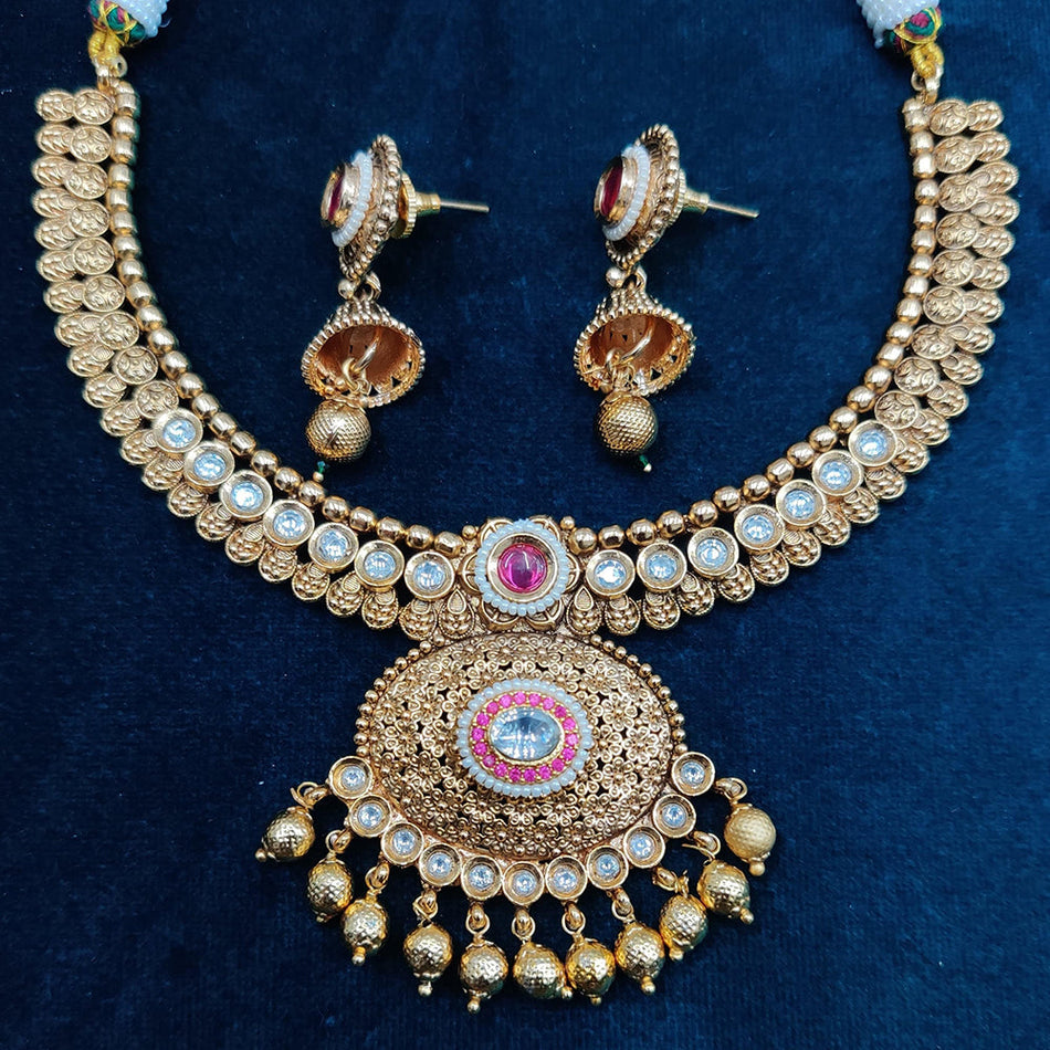 Kundan Necklace in Gold Plated for Bridal Wear | Bridal Jewellery India