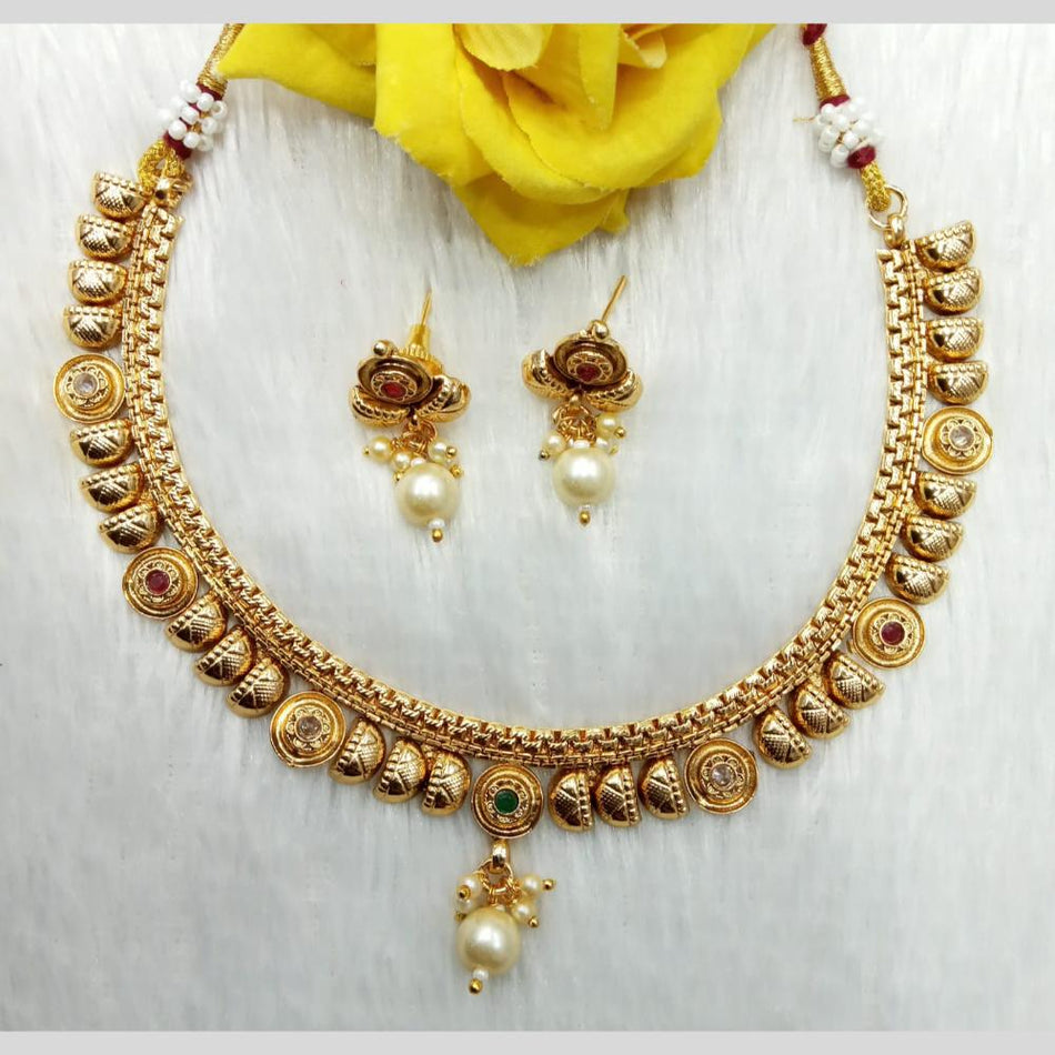 Pota Stone Necklace in Gold Plated | Bridal Jewellery India