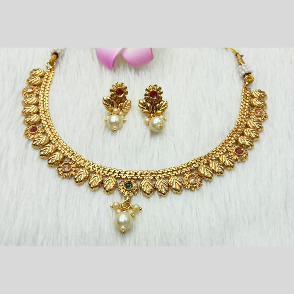 Pota Stone Necklace in Gold Plated | Bridal Jewellery India