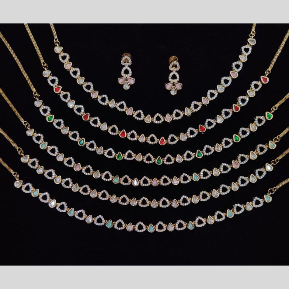 Gold Plated Austrian Stone Necklace Set | Bridal Jewellery India
