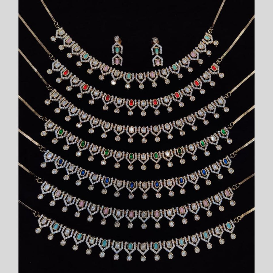Gold Plated Austrian Stone Necklace Set | Bridal Jewellery India
