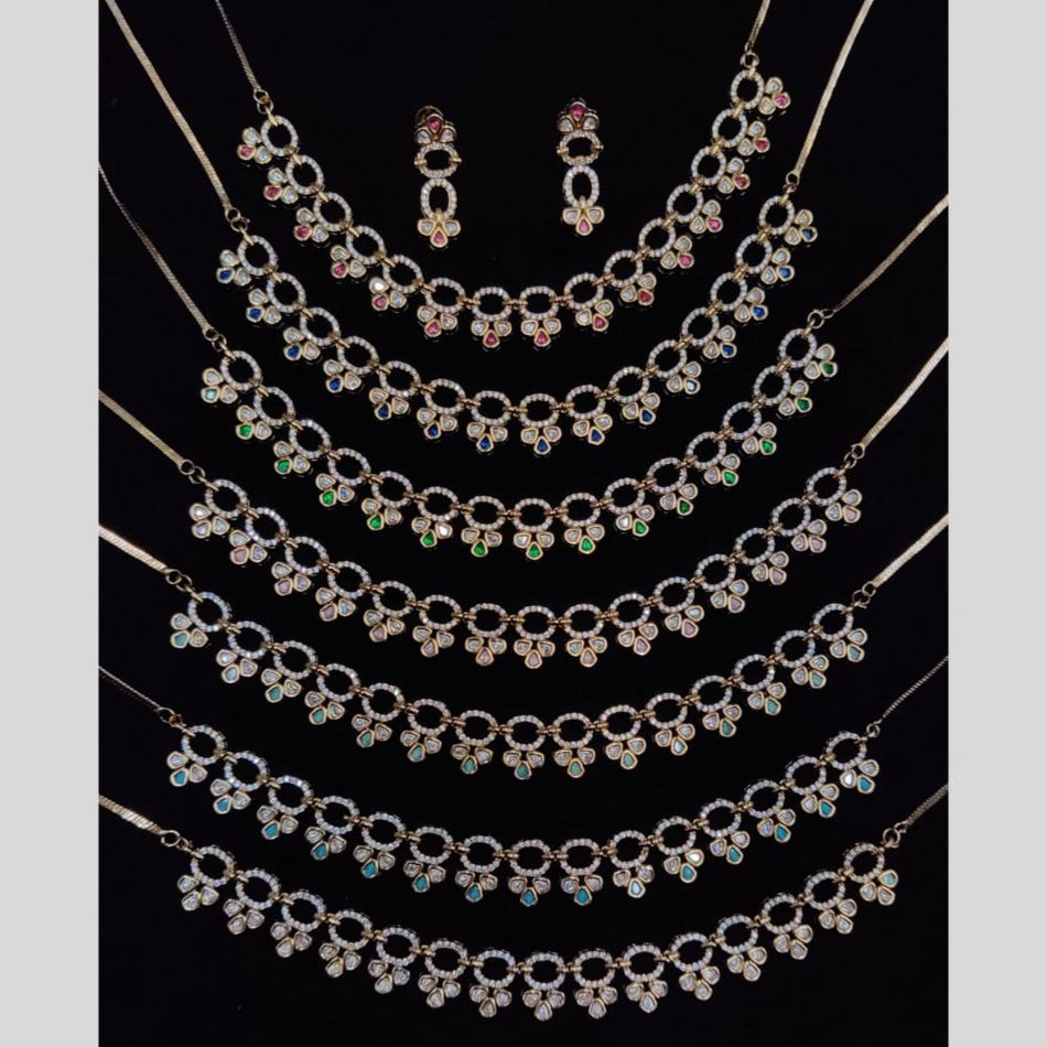 Gold Plated Austrian Stone Necklace Set | Bridal Jewellery India