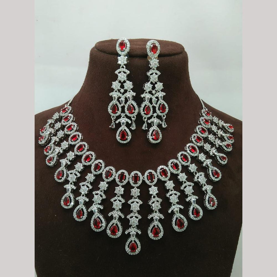 Elegant Rose Gold Plated Diamond Necklace Set | Bridal Jewellery India