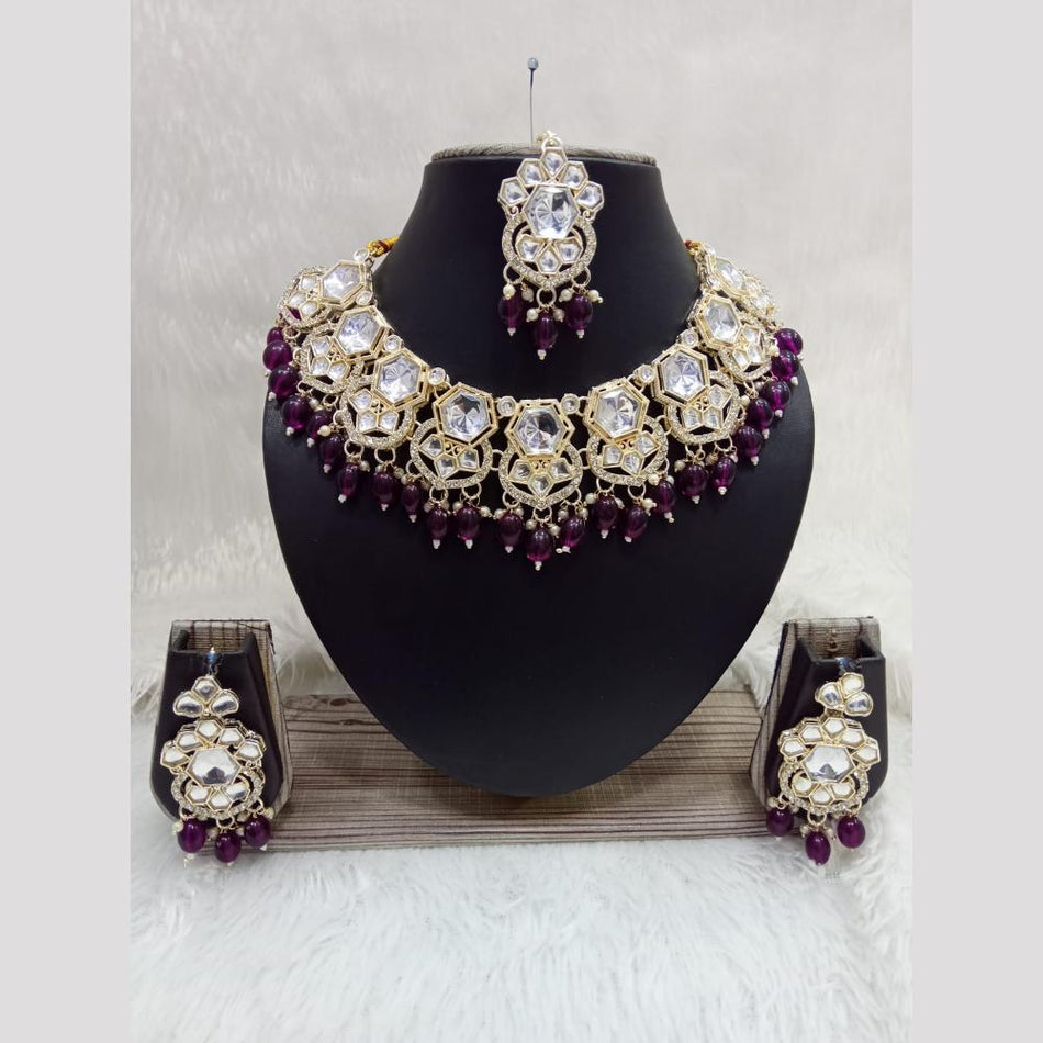 Crystal Beads Necklace in Gold Tone for Occasion Wear | Bridal Jewellery India