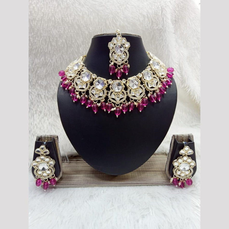 Crystal Beads Necklace in Gold Tone for Occasion Wear | Bridal Jewellery India