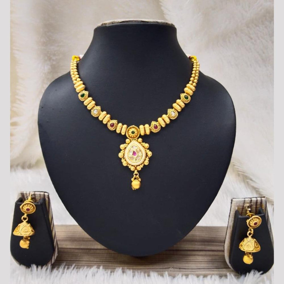 Pota Stone Necklace in Sterling Silver | Bridal Jewellery India
