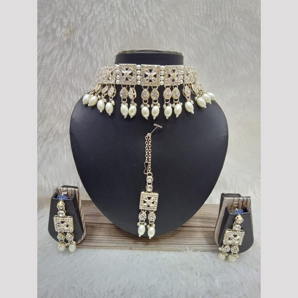 Modern Mughal Kundan Choker in Pearl Necklace Set | Bridal Jewellery India