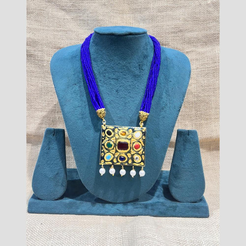 Pota Stone   Pearl Necklace in Gold Tone | Bridal Jewellery India