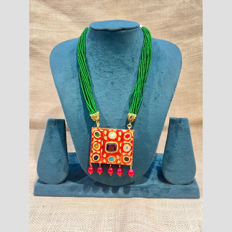 Pota Stone   Pearl Necklace in  Gold Plated | Bridal Jewellery India