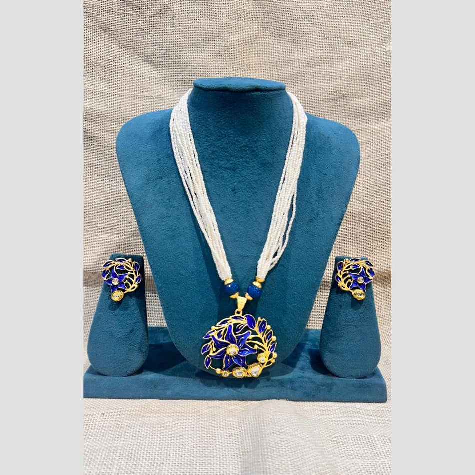 Meenakari Necklace Set in Sterling Silver | Bridal Jewellery India