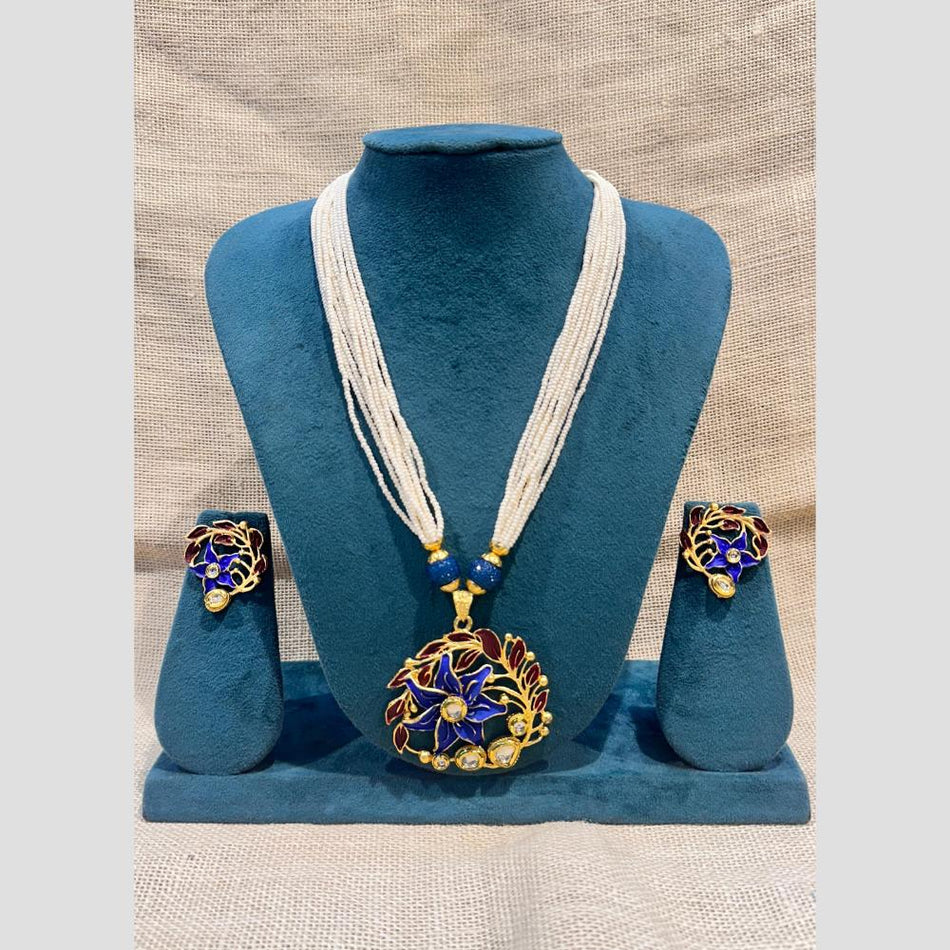 Meenakari Necklace in Sterling Silver | Bridal Jewellery India