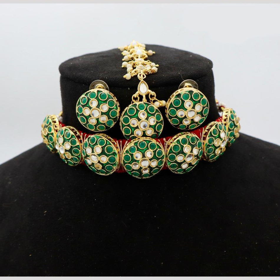 Kundan Choker Necklace in Sterling Silver | Bridal Jewellery India