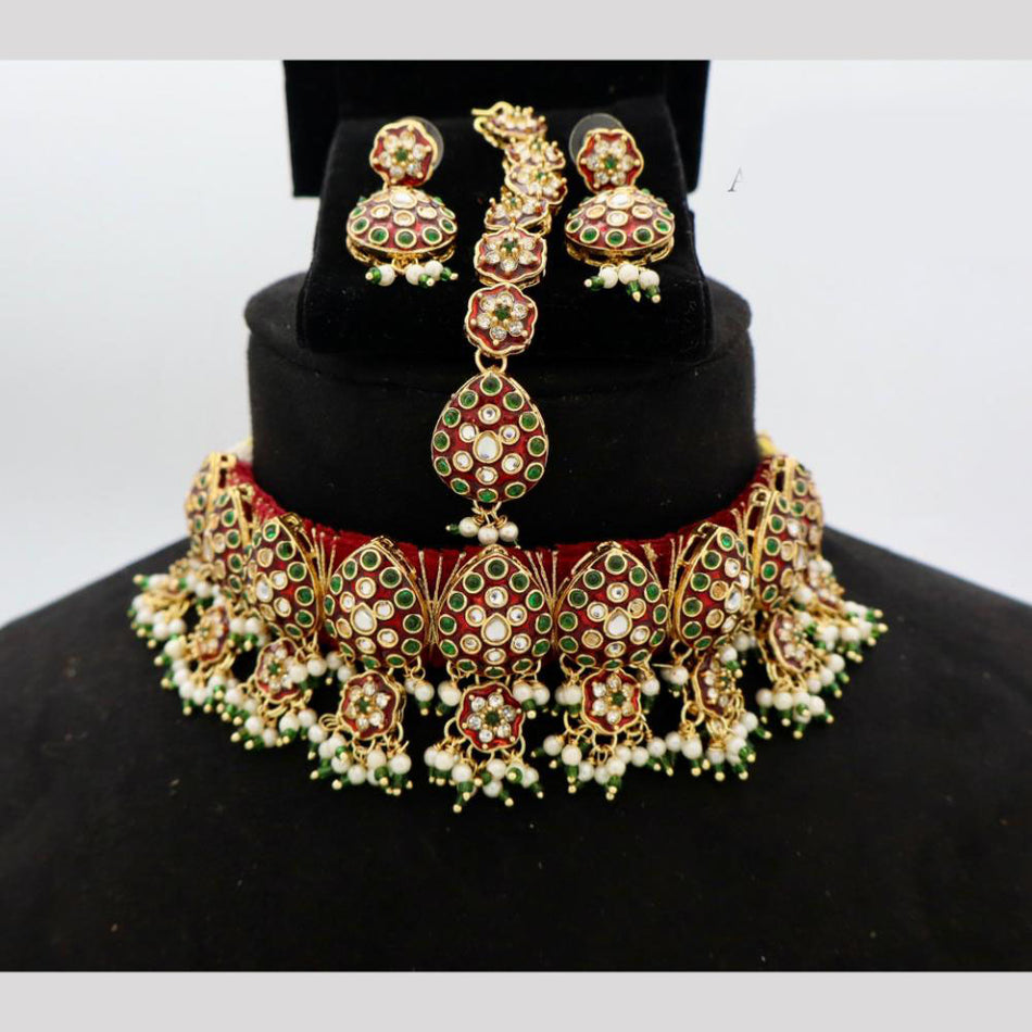 Kundan Choker Necklace in Gold Plated | Bridal Jewellery India