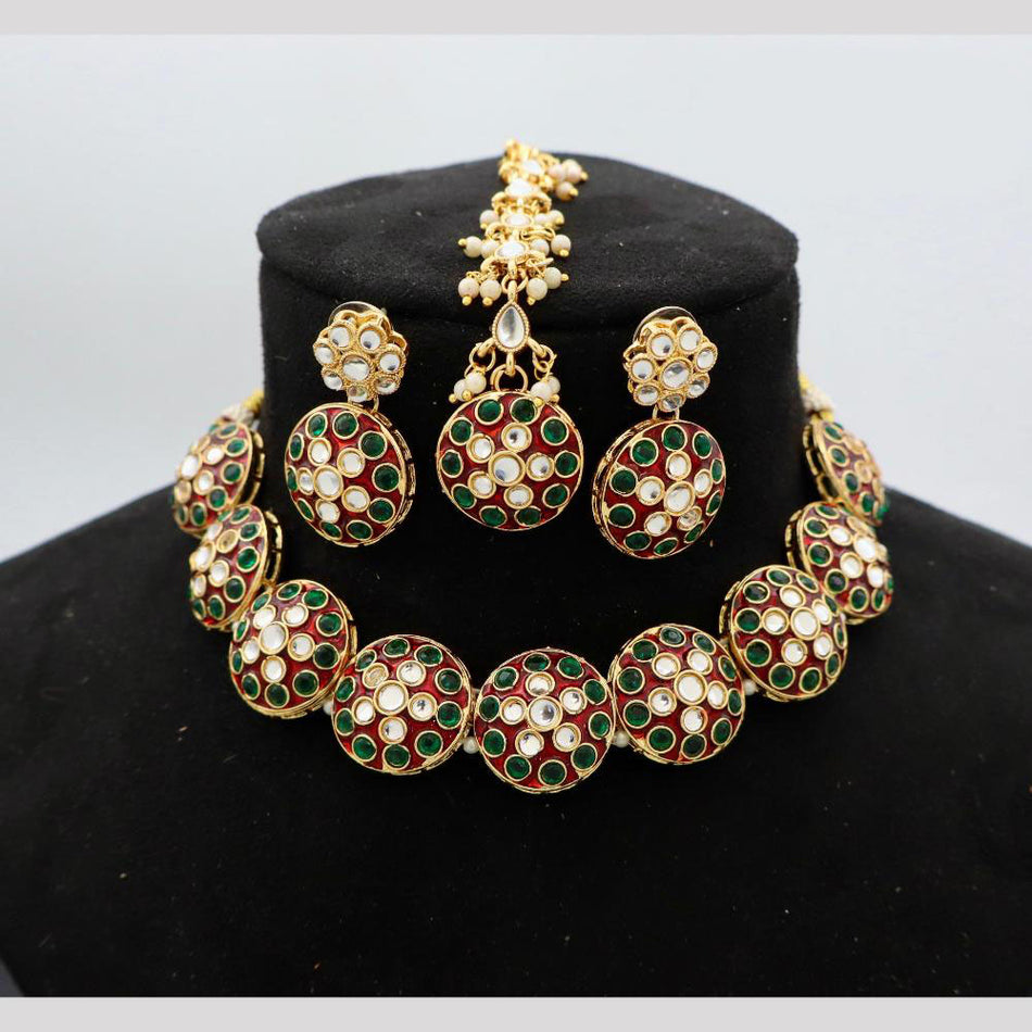 Kundan Choker Necklace in White Gold Plated | Bridal Jewellery India