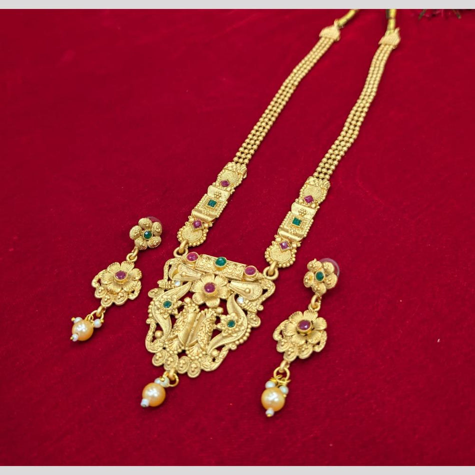 Pota Stone Necklace in Gold Tone for Bridal Wear | Bridal Jewellery India