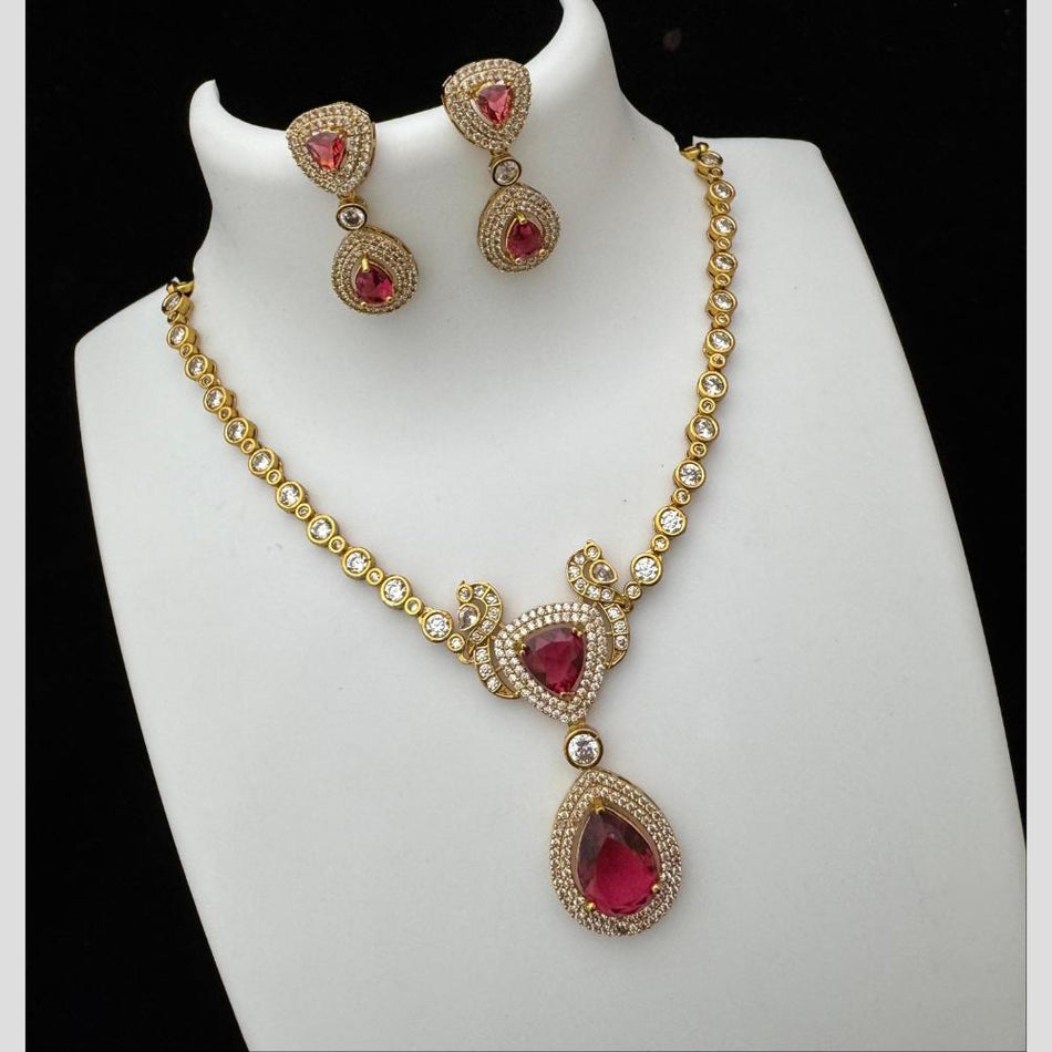 Rose Gold Plated Ad Necklace Set for Women Occasion | Bridal Jewellery India