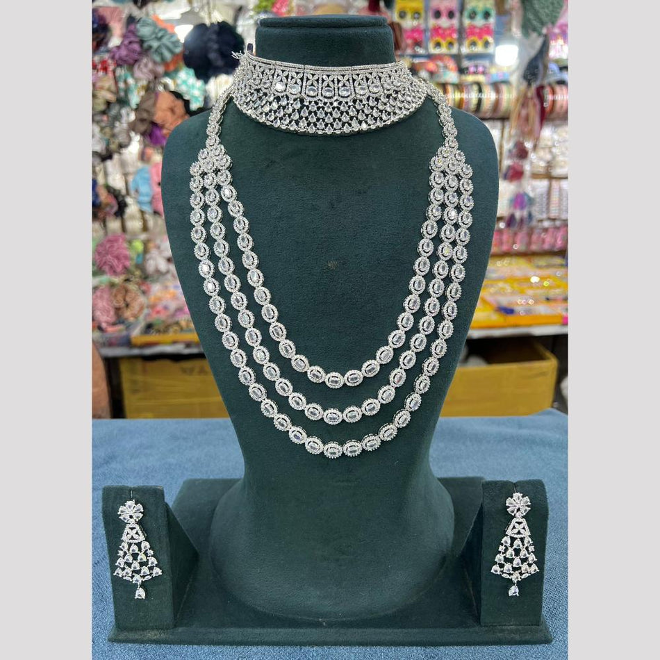 Layered Chain Bracelet in White Gold Plated | Bridal Jewellery India