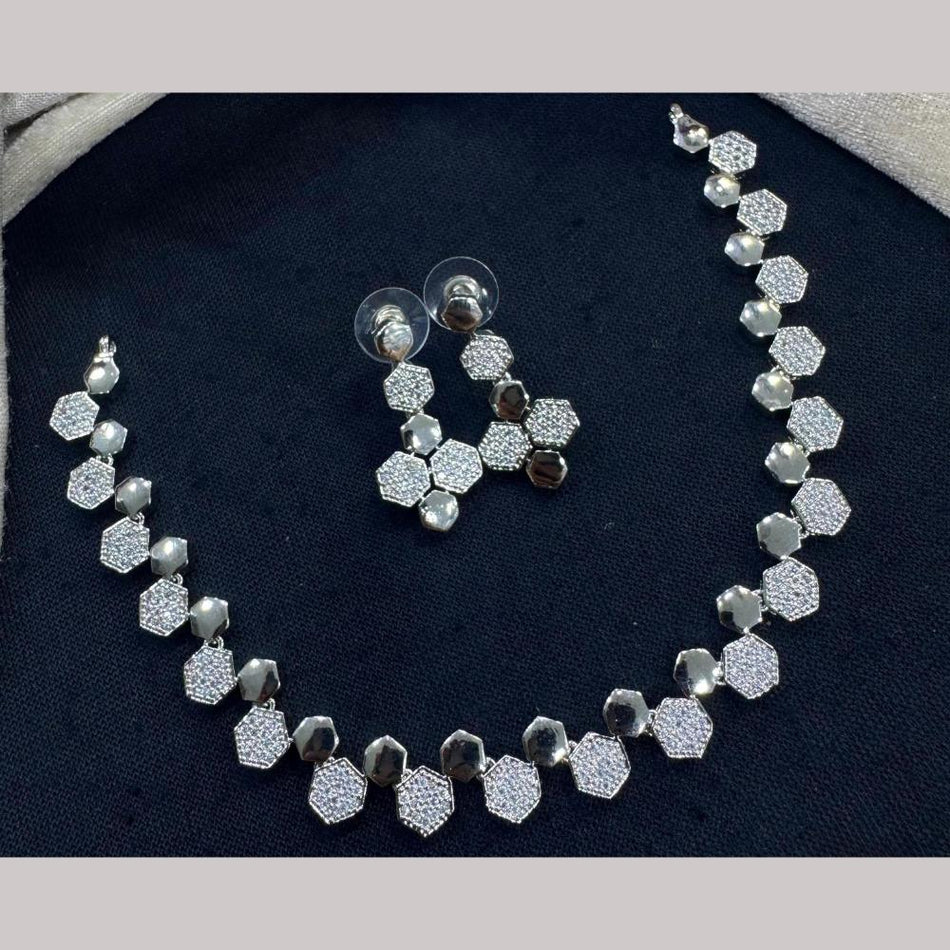 Elegant Rhodium Choker Necklace for Bride | Bridal Jewellery India