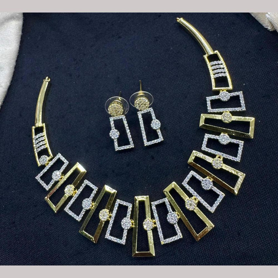 Elegant Austrian Stone Necklace in Gold Tone | Bridal Jewellery India
