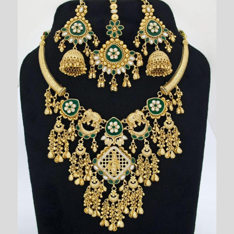 Divine Heritage Temple Necklace in Gold Plated | Bridal Jewellery India