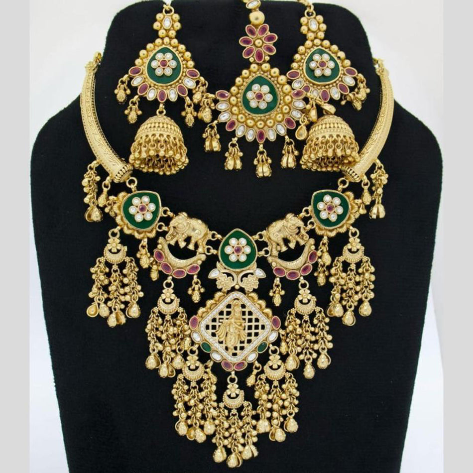 Divine Heritage Temple Necklace in Gold Plated | Bridal Jewellery India