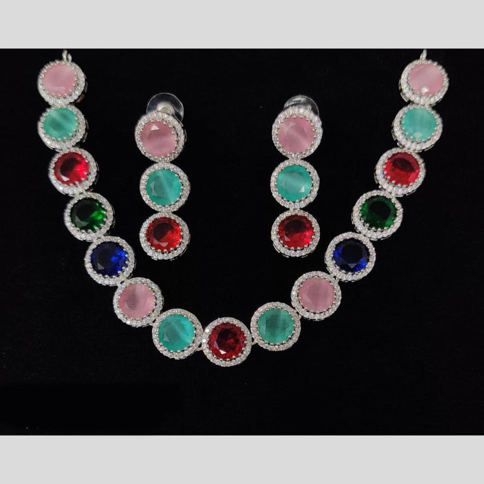 Rainbow Bloom Necklace in Sterling Silver | Bridal Jewellery India