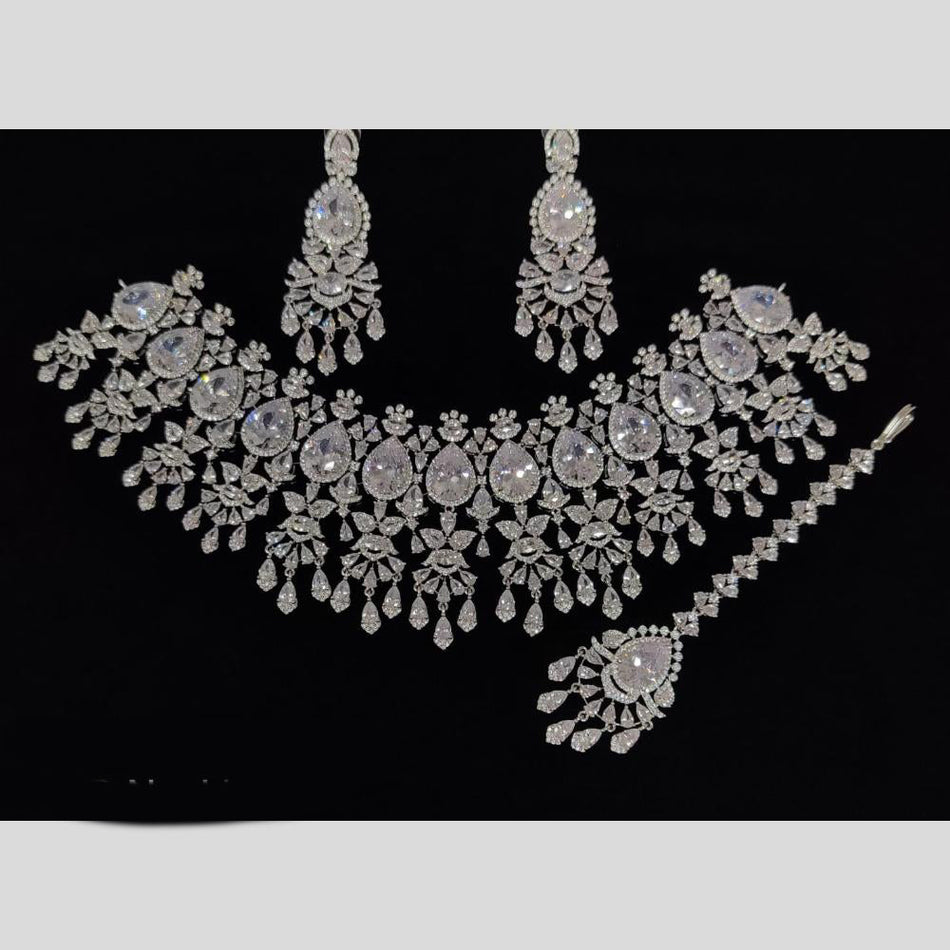 Imperial American Diamond Necklace in 14K Gold Plated | Bridal Jewellery India