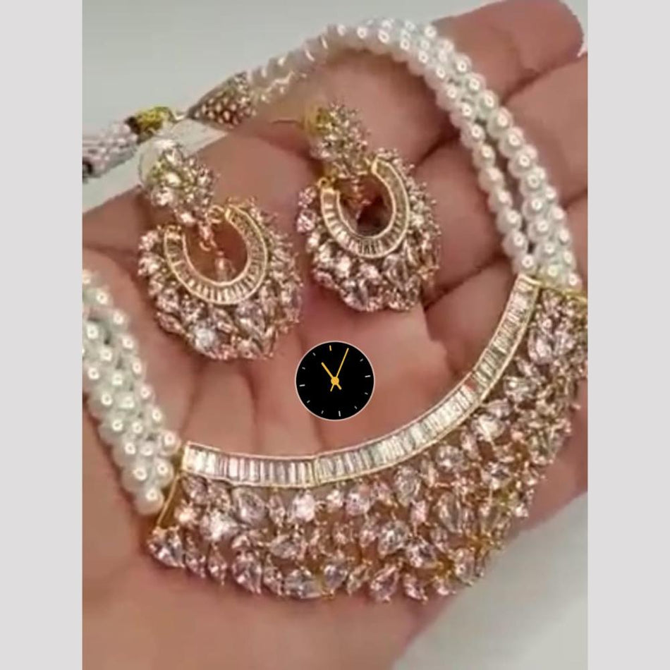 Crystal Necklace Set in Austrian Silver for Women | Bridal Jewellery India