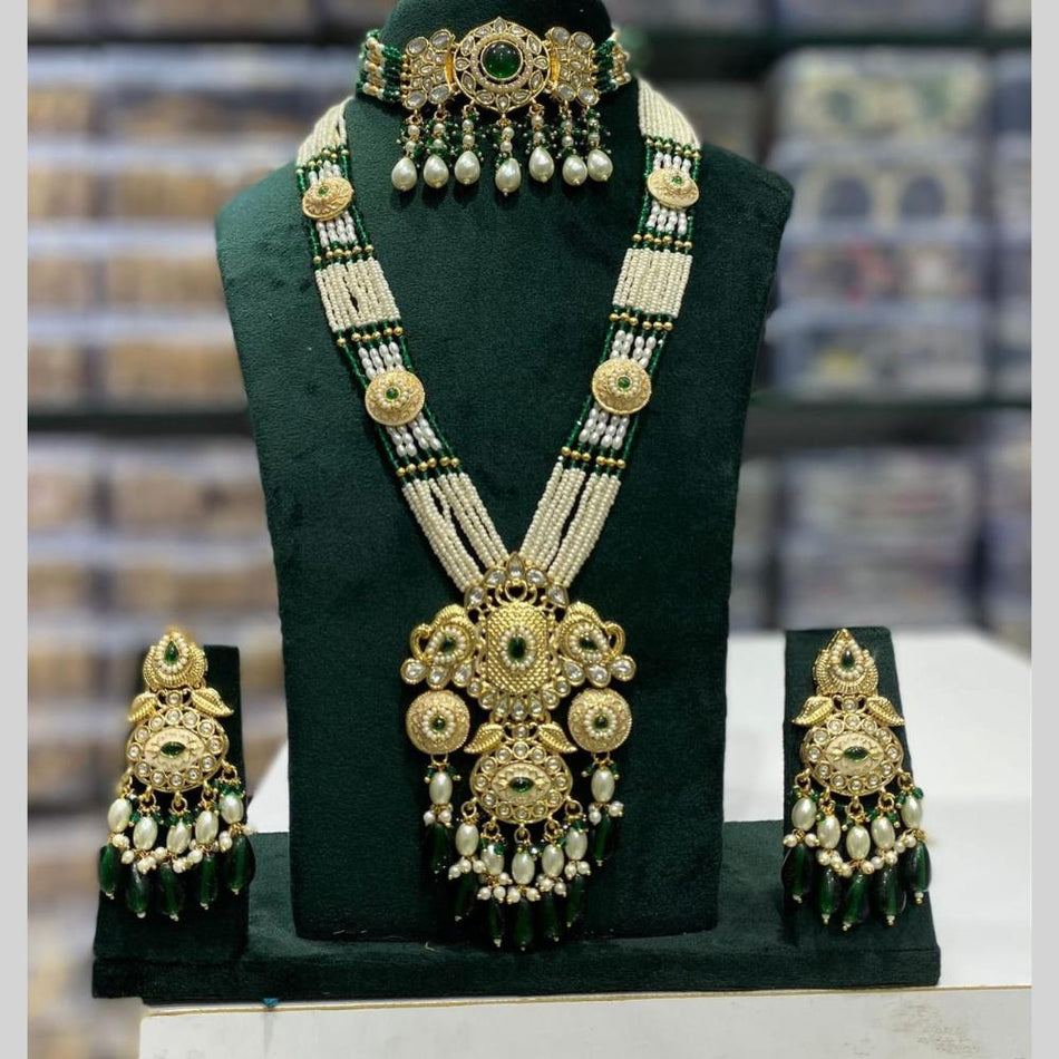 Kundan Choker Necklace in Gold Plated with Beads | Bridal Jewellery India