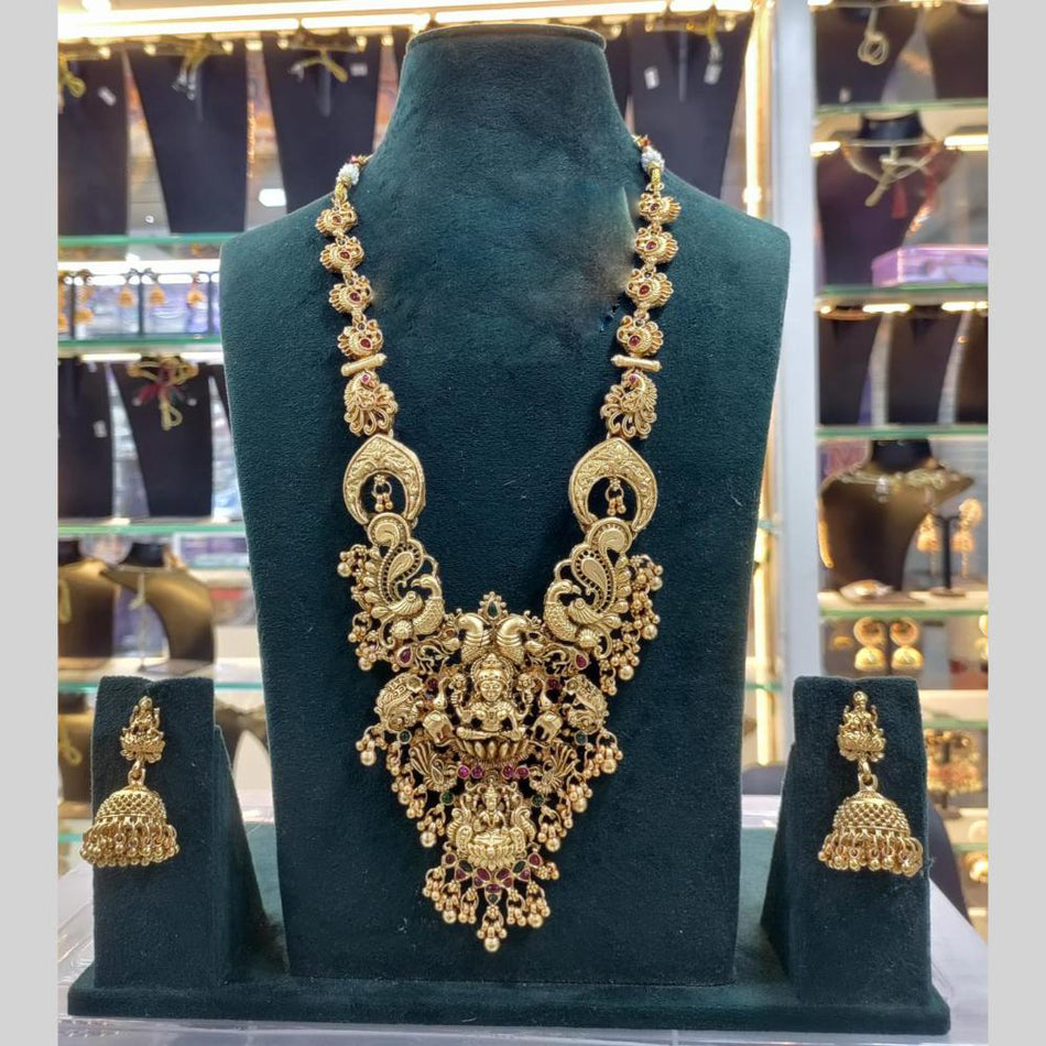 Lakshmi Devi Temple Necklace in Gold Tone | Bridal Jewellery India