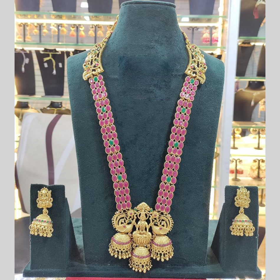 Goddess Lakshmi Temple Long Necklace in 18K Gold Plated | Bridal Jewellery India