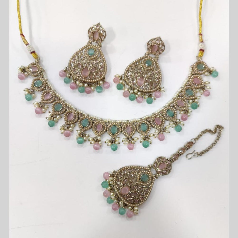 Rose Gold Plated Necklaces with Crystal Stones | Bridal Jewellery India