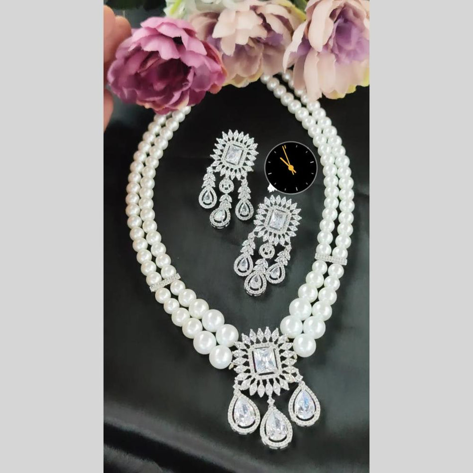 Pearl Diamond Necklace in 18K Gold Plated | Bridal Jewellery India